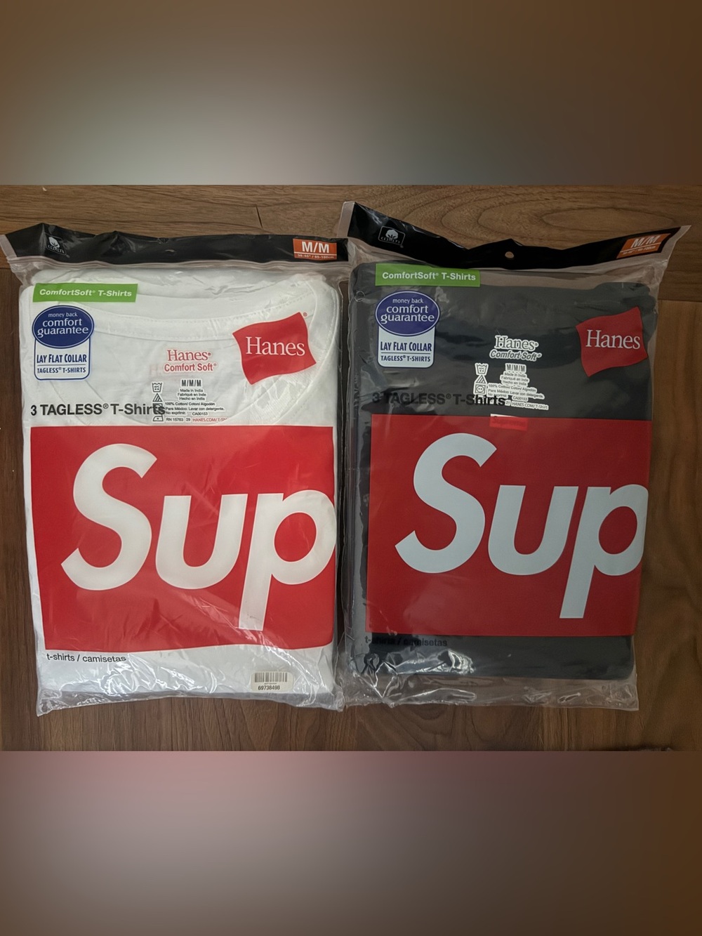 Hanes x Supreme comfort soft Tagless T-Shirt Pack - White & Black, size Medium
